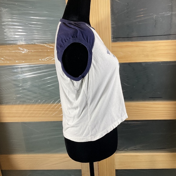 Body Equipment Vintage White & Blue Sleeveless T- Shirt - Picture 4 of 7